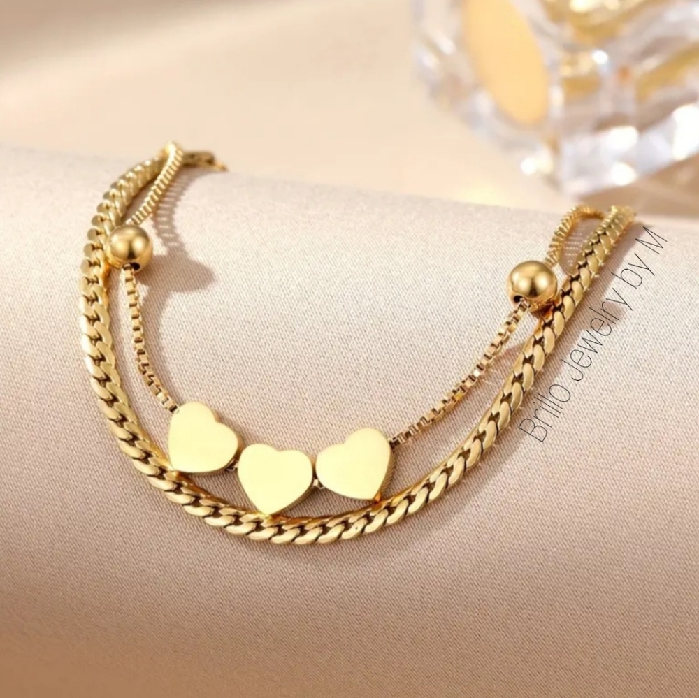 New Heart 2 Layered Bracelet